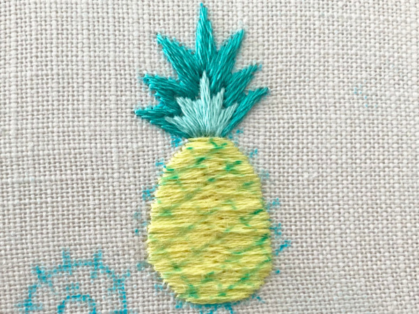 【図案つき】パイナップルの刺繍の作り方