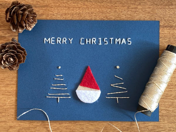 紙刺繍で作るクリスマスカード
