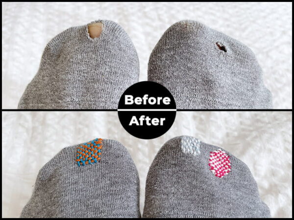 靴下の穴の補修方法