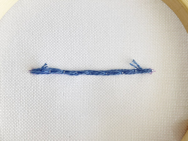線の刺繍の糸始末