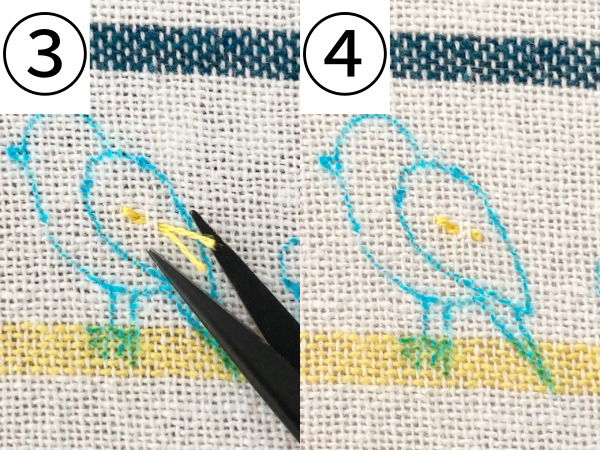 【図案付き】キッチンクロスを可愛く！鳥と花の刺繍の作り方