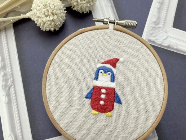 【図案付き】ペンギンサンタの刺繍