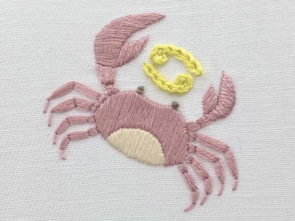 【図案付き】かに座の刺繍の作り方