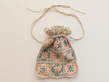 お花モチーフで編む巾着袋の作り方