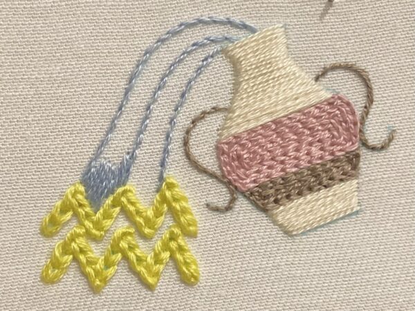 【図案付き】みずがめ座の刺繍の作り方