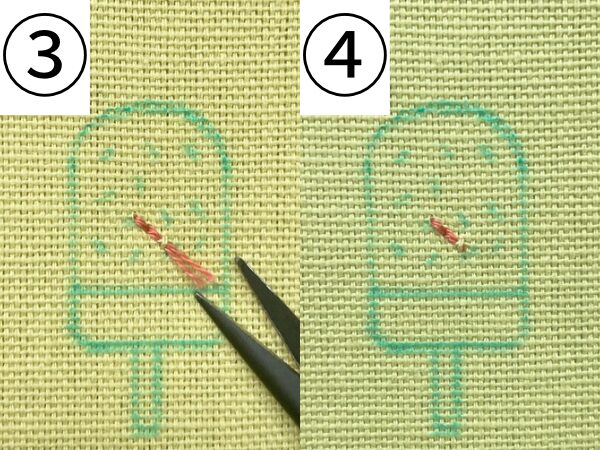 【図案付き】スイカアイスの刺繍の作り方