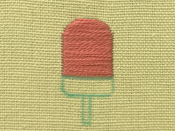 【図案付き】スイカアイスの刺繍の作り方
