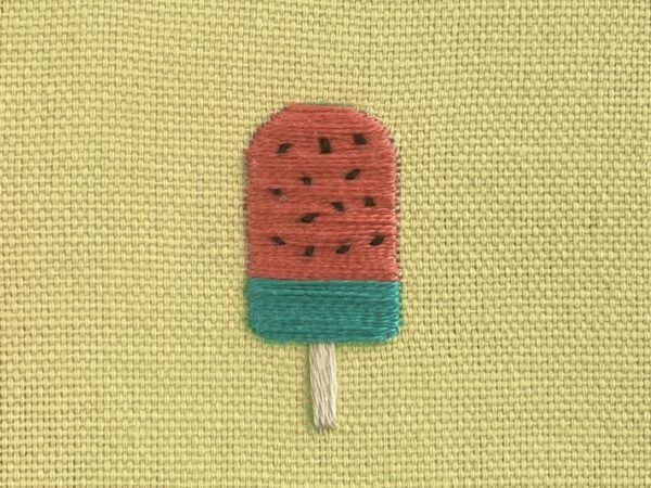 【図案付き】スイカアイスの刺繍の作り方