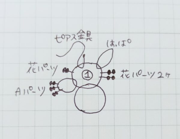 チェコシードのファルファーレで作る金木犀のピアスの作り方