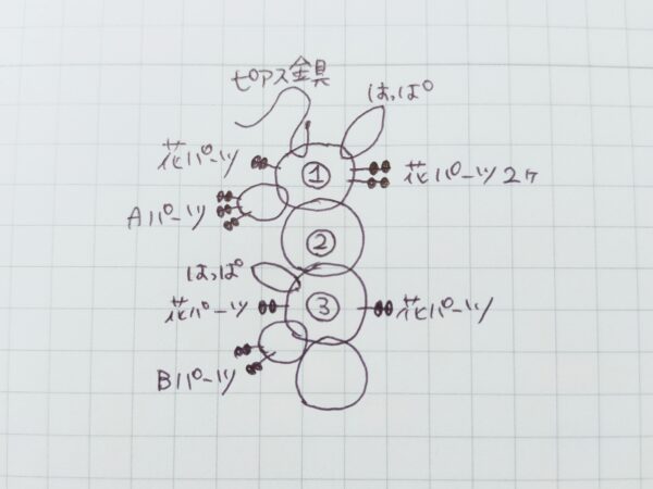 チェコシードのファルファーレで作る金木犀のピアスの作り方