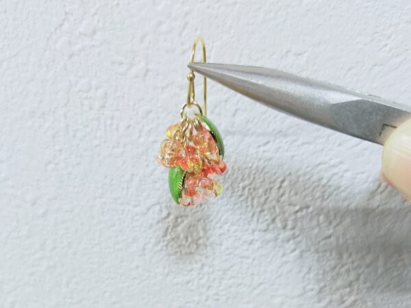 チェコシードのファルファーレで作る金木犀のピアスの作り方