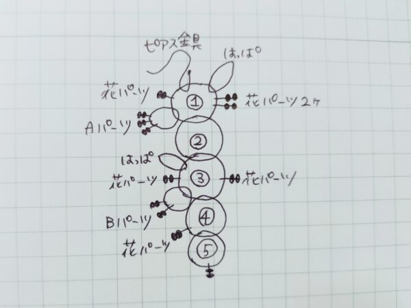 チェコシードのファルファーレで作る金木犀のピアスの作り方