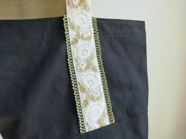 インド刺繍リボンと帆布のワンハンドルバッグの作り方