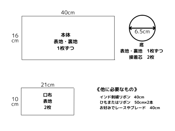 ぽってりシルエットが可愛い！インド刺繍リボンの巾着の作り方