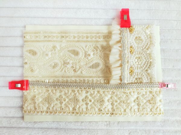 インド刺繍リボンとフェイクレザーのポーチの作り方