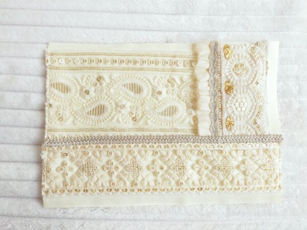 インド刺繍リボンとフェイクレザーのポーチの作り方