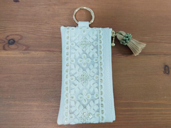 インド刺繍リボンとフェイクレザーのミニポーチの作り方